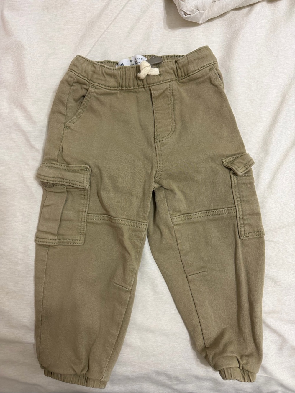 Zara Olive Green Kids Cargo Joggers with Drawstring